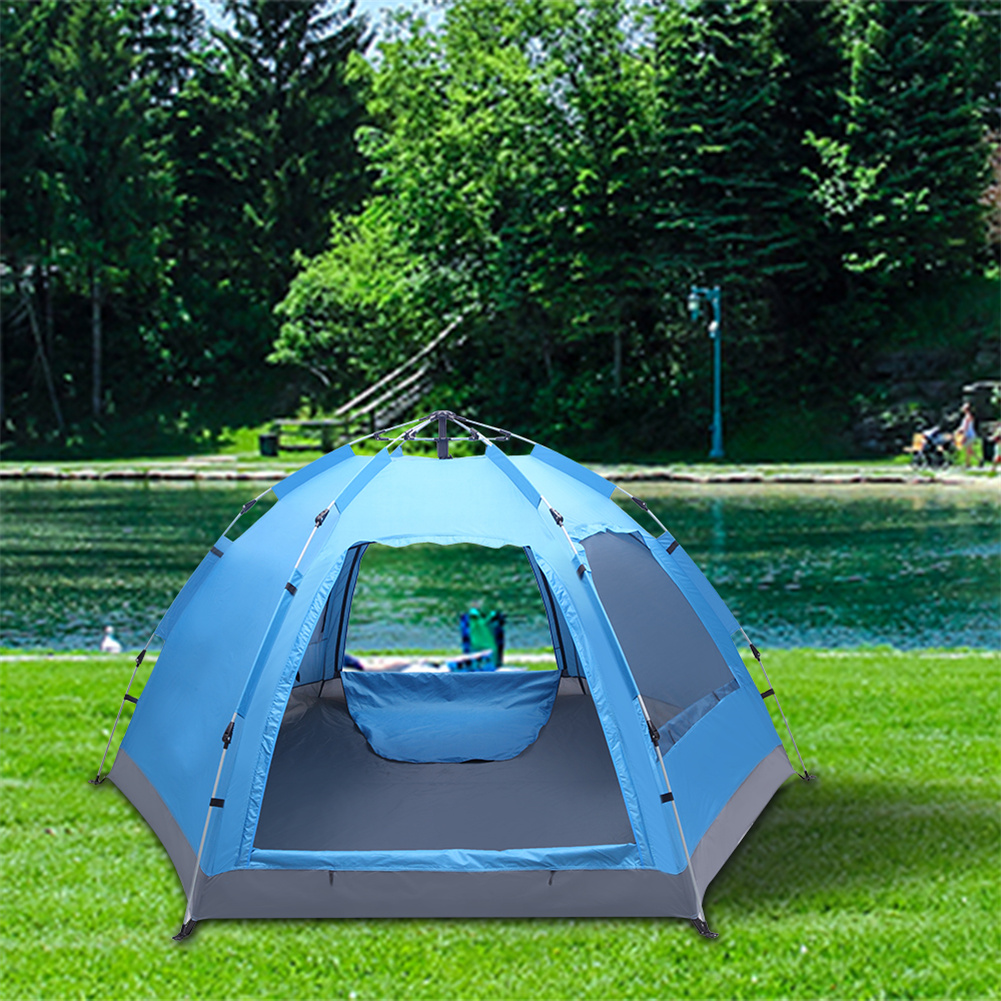 Cheap Goat Tents Camping Tent Waterproof Six sided Single layer Double door Double window Hydraulic Tent For Outdoor Hiking Travel   